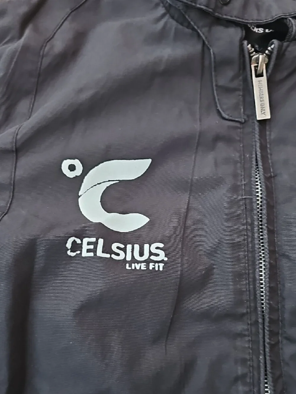Members Only Black Bomber Jacket with Celcius Logo XS - Picture 2 of 7